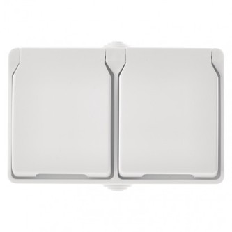 Zásuvka nástěnná dvojitá, bílá, IP44