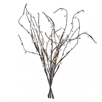 LED větvička s perlami, 60cm, 3× AA, teplá bílá, časovač