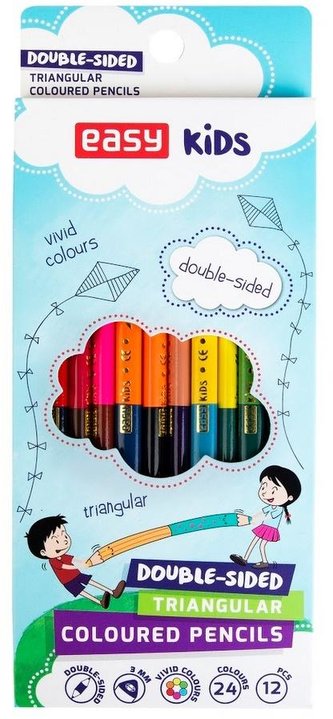 Kredki dwustronne 24 kolory EASY