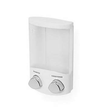 Dávkovač Compactor Duo mýdla / šampónu nebo desinfekce na zeď, bílý plast, 2 x 310 ml, RAN6015