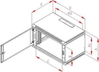 Rack Triton 19\" jednodílný 6U/400mm prosklené dveře, šedý