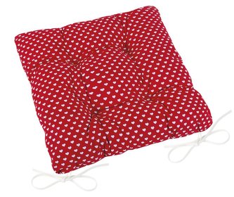 Sedák Adéla prošívaný - červená srdíčka - 40x40 cm, prošívaný