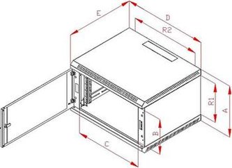 Rack Triton 19\" jednodílný 15U/600mm prosklené dveře, šedý