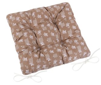 Sedák Adéla prošívaný - hnědý kvítek - 40x40 cm, prošívaný
