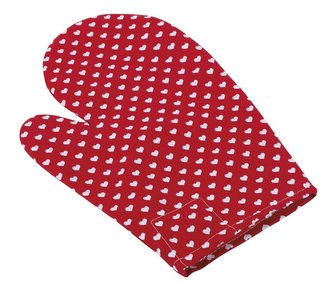Kuchyňská chňapka - červená srdíčka - chňapka 28x18 cm