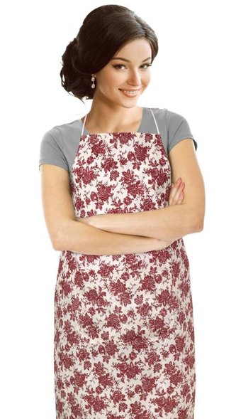 Kuchyňská zástěra ADÉLA - bordo květ - zástěra 67x84 cm