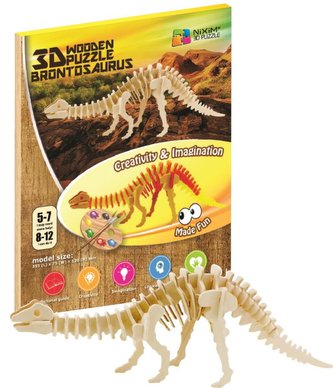 NiXiM Dřevěné 3D puzzle - Brontosaurus