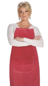 Kuchyňská zástěra ADÉLA - červená srdíčka - zástěra 67x84 cm
