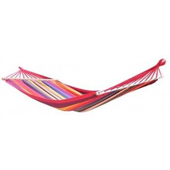 Houpací síť Dimenza s výztuhou - červená s pruhy