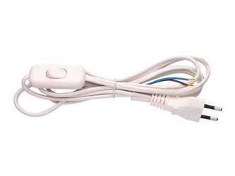 Flexo šňůra PVC 2x0,75mm 2m bílá s vypínačem