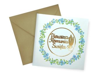 Karnet KW Komunia Niezapominajki Lakier 3D