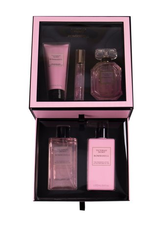 Victoria´s Secret Bombshell parfémovaná voda 100 ml + parfémovaná voda rollerball 7 ml + sprchový gel 100 ml + vyživující tělový sprej 250 ml + tělové mléko 250 ml