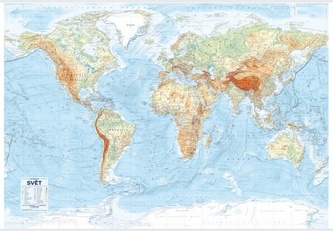 Svět nástěnná obecně zeměpisná mapa, 1 360 × 960 mm