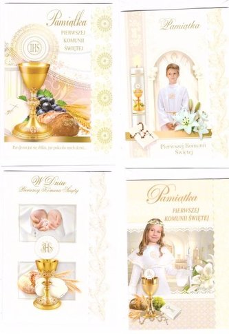 Karnet B6 brokat z margin. Komunia (10 szt.) MIX