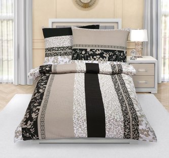 Povlečení krepové - hnědobéžové lístky - 140x220, 70x90 cm