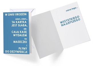 Karnet B6 PP-2175 Urodziny, kasa na maseczki