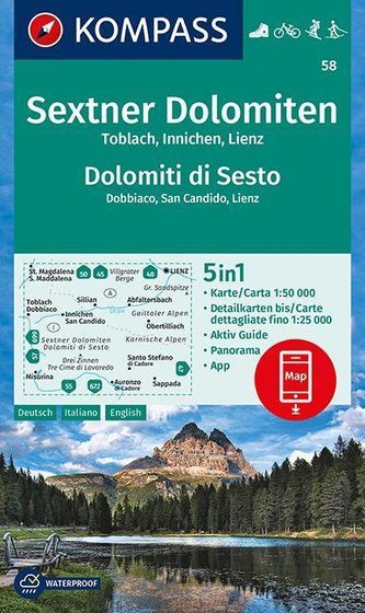 KOMPASS Wanderkarte Sextner Dolomiten, Dolomit di Sesto, Toblach, Dobbiaco, Innichen, San Candido, Lienz  1:50 000