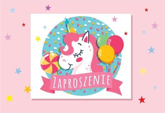 Zaproszenie ZZ-066 Jednorożec baloniki (5 szt.)