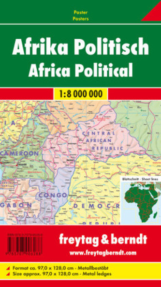 Freytag & Berndt Poster Afrika, physisch-politisch, mit Metallstäben
