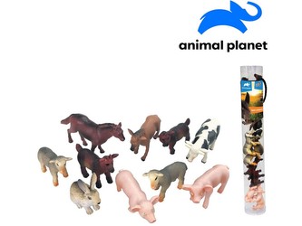 Zvířátka v tubě - farma,  5 - 8 cm, mobilní aplikace pro zobrazení zvířátek, 10 ks