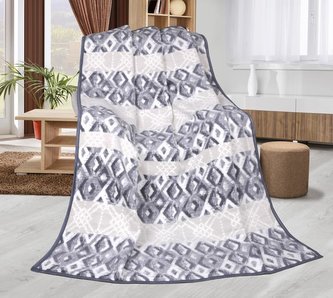 Přikrývka Karmela PLUS  jednolůžko - modrošedá geometrie - 150x200 cm