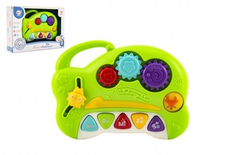 Piánko plast 18cm na baterie se zvukem se světlem v krabici 24x17x6cm 18m+
