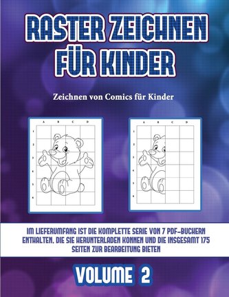 Zeichnen von Comics für Kinder (Raster zeichnen für Kinder - Volume 2): Dieses Buch bringt Kindern bei, wie man Comic-Tiere mit