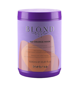Inebrya BLONDESSE No-Orange maska proti oranžovým odleskům na světle kaštanové, barvené nebo zesvětlené vlasy 1000ml