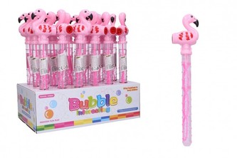 Bublifuk trubice plast plameňák 37cm se zvukem 18ks v boxu