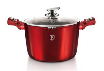 Hrnec Berlingerhaus s mramorovým povrchem a poklicí s výlevkou 24 cm Burgundy Metallic Line BH-1531