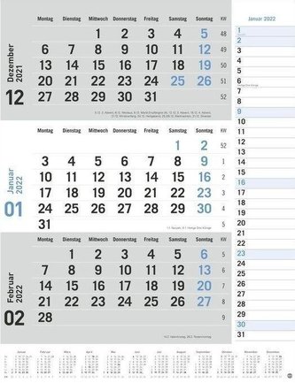 3-Monats-Planer grau 2022