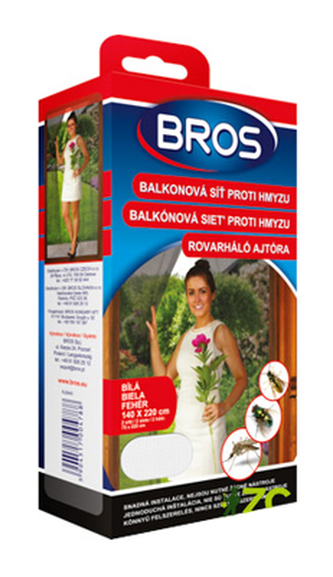 Síť proti hmyzu na dveře BROS 75 x 220 cm bílá 2ks