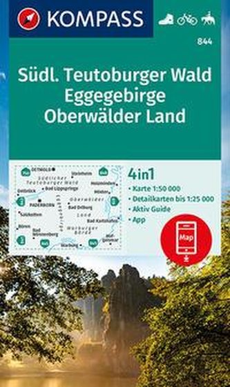 KOMPASS Wanderkarte Südlicher Teutoburger Wald - Eggegebirge - Oberwälder Land 1:50 000