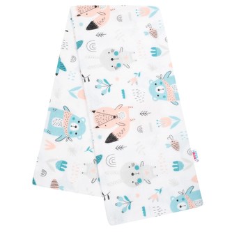 Flanelová plena s potiskem New Baby bílá zvířátka