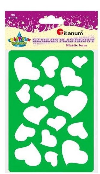 Szablon plastikowy serca 148x105mm zielono-fiolet