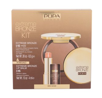 Pupa Extreme Bronze kompaktní make-up krém Extreme Bronze Foundation Waterproof SPF15 8,5 g + balzám na rty Extreme Bronze Lip Balm SPF15 4 ml