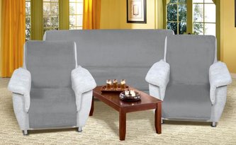 Souprava Korall micro 3+1+1 - šedá - 1x150x200+2x65x150 cm