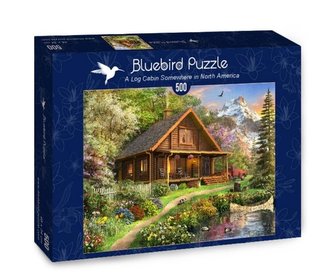 Puzzle 500 Chata z bali gdzieś w Ameryce Północnej