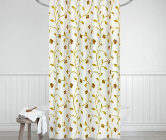 Koupelnové závěsy - béžové rostliny - 180x200 cm
