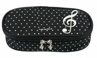 Piórnik w kropki czarny Lux