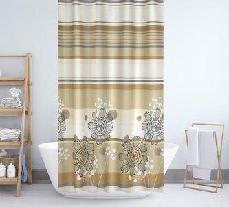 Koupelnové závěsy - béžové květy - 180x200 cm