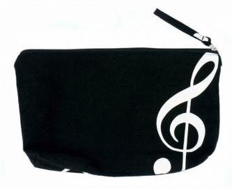 Piórnik kosmetyczka czarny z kluczem wiolinowym