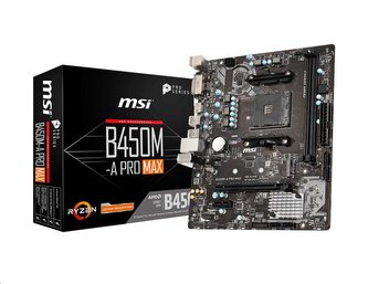 MSI MB Sc AM4 B450M-A PRO MAX, AMD B450, 2xDDR4, VGA, mATX