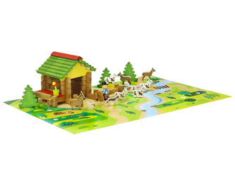 Jeujura Dřevěná stavebnice 65 dílků Horská bouda