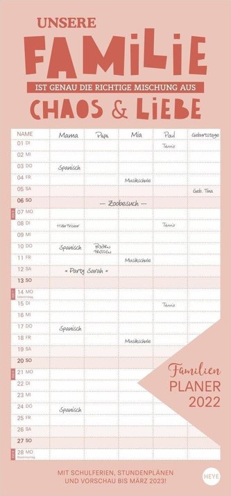 Typo Familienplaner - Kalender 2022