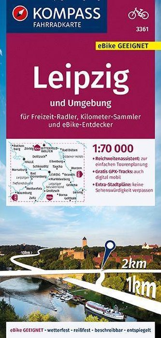 KOMPASS Fahrradkarte Leipzig und Umgebung 1:70 000