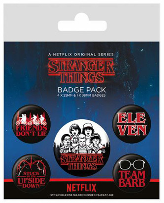 Placky Stranger Things: Characters set 5 kusů (2,5 cm|3,8 cm)