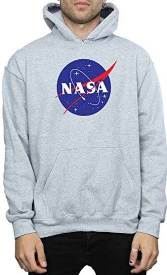 Pánská mikina s kapucí Nasa: Insignia Logo (L) šedá bavlna-polyester