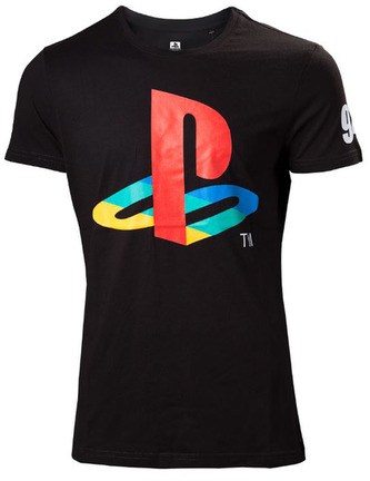 Pánské tričko Playstation: Barevné klasické logo (L) černá bavlna