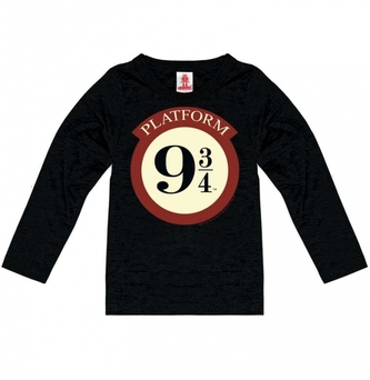 Dětské tričko Harry Potter s dlouhým rukávem: Nástupiště 9 3/4 - Platform 9 3/4 (výška 176 cm) černá bavlna